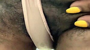Amateur ebony teen Nellycantsay shows off her hairy pussy and asshole
