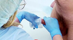 Arts handschoenen helpen hem een prostaatmelksessie te identificeren