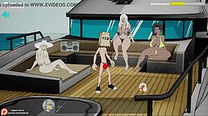 Orgia di cartoni animati con sesso anale e grosso cazzo su uno yacht di lusso