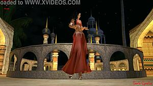 Garota latina vermelha bonita com bunda gostosa dança no Second Life