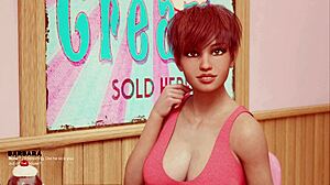MILF berambut merah dengan payudara besar dalam animasi POV 3d