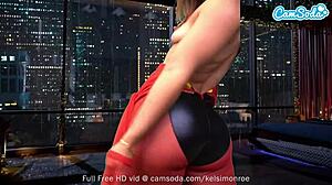 Wulpse camgirl Kelsi Monroes Hot Elastigirl cosplay op de Sybian